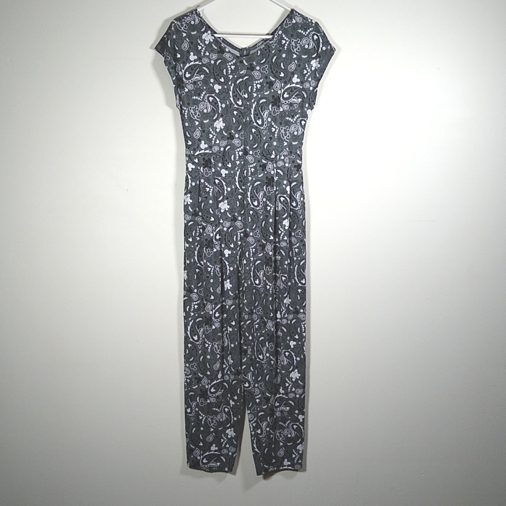 Disney Mickey Mouse‎ gray paisley one piece short sleeve jumpsuit S